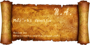 Márki Anetta névjegykártya
